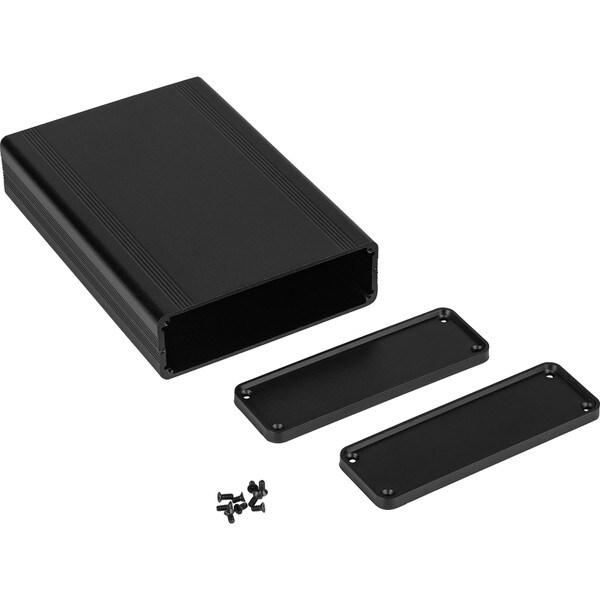Main product image for Aluminum Black Project Box 6.1" x 4.17"x 1.34" with Plastic Front & Back Plates320-421